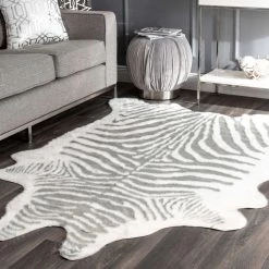 NuLOOM Alyssa Faux Zebra Cowhide Area Rug Bedroom