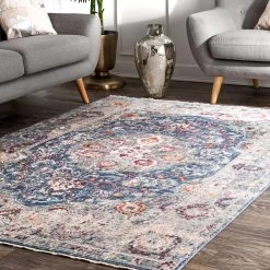 NuLOOM New Arrivals Vintage Glynn Medallion Fringe Area Rug