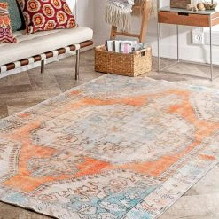 NuLOOM Khloe Printed Snowflake Medallion Flatweave Medium