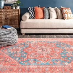 NuLOOM Amari Printed Florid Medallion Flatweave New Arrivals