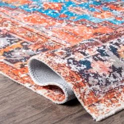 NuLOOM Fionella Printed Timeworn Medallion Flatweave