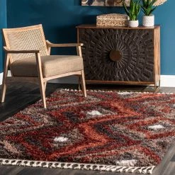 NuLOOM Alexia Iris Trellis Shag With Tassel Area Rug