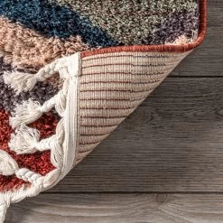 NuLOOM New Arrivals Braelyn Abstract Trellis Shag With Tassel Area Rug