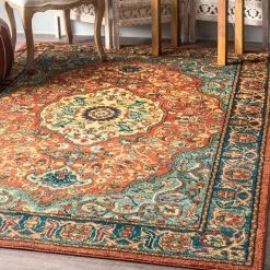 NuLOOM New Arrivals Floral Medallion Pearlie Rug