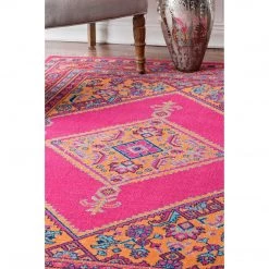 NuLOOM Vintage Bordered Medallion Adame Area Rug