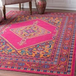 NuLOOM Vintage Bordered Medallion Adame Area Rug