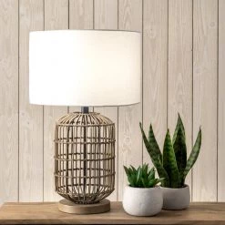 NuLOOM New Arrivals Gretna 25" Rattan & Iron Table Lamp