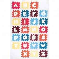 NuLOOM Kayden Alphabet Jigsaw Kids Washable Area Rug
