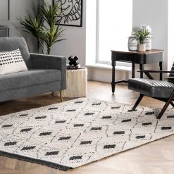 NuLOOM New Arrivals Joanna Diamond Trellis Soft Shag Fringe Area Rug