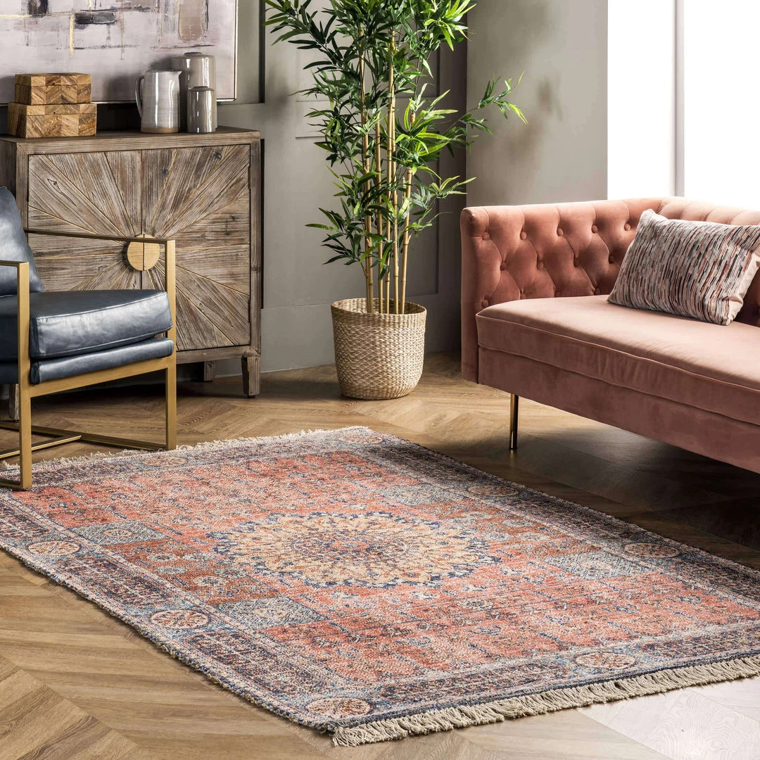 NuLOOM New Arrivals Mabree Vintage Floral Medallion Flatweave Area Rug 2 NuLOOM New Arrivals Mabree Vintage Floral Medallion Flatweave Area Rug