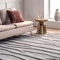 NuLOOM Natalia High Low Zebra Stripe Soft Shaggy Area Rug