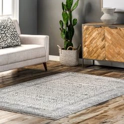 NuLOOM Michelle Distressed Vintage Bordered Fringe Area Rug New Arrivals