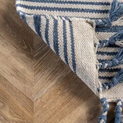 NuLOOM Rose Stripe Cotton Flatweave Tassel Area Rug New Arrivals