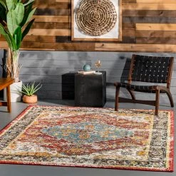 NuLOOM Indoor/Outdoor Transitional Medallion Muriel Area Rug