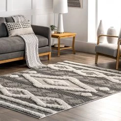 NuLOOM New Arrivals Presleigh High Low Textured Shaggy Diamond Area Rug
