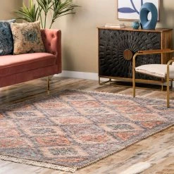 NuLOOM New Arrivals Luna Floral Trellis Tassel Flatweave Area Rug