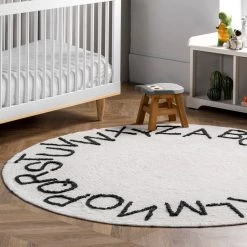 NuLOOM Kids Washable Round Alphabet Area Rug