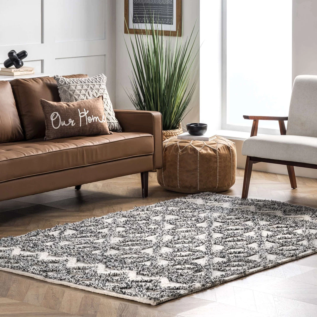 NuLOOM Giselle High-Low Shaggy Wool Geometric Trellis Area Rug New Arrivals 11 NuLOOM Giselle High-Low Shaggy Wool Geometric Trellis Area Rug New Arrivals