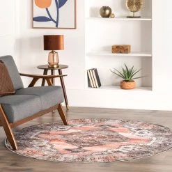 NuLOOM New Arrivals Gracie Machine Washable Distressed Medallion Area Rug