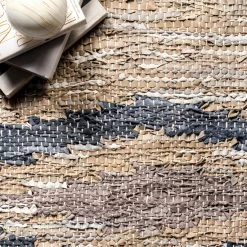 NuLOOM Farren Hand Woven Diamond Leather Area Rug