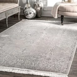NuLOOM New Arrivals Vintage Medallion Cantrell Fringe Area Rug 40 NuLOOM New Arrivals Vintage Medallion Cantrell Fringe Area Rug