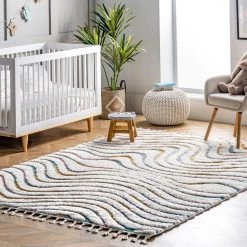 NuLOOM New Arrivals Ina High-Low Waves Tassel Area Rug