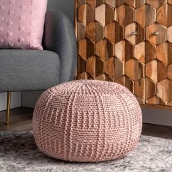 NuLOOM New Arrivals Berlin Casual Knitted Filled Ottoman Pouf