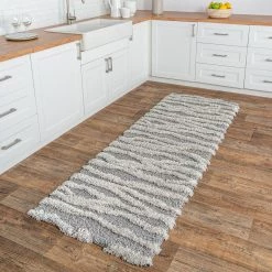 NuLOOM Natalia High Low Zebra Stripe Soft Shaggy Area Rug