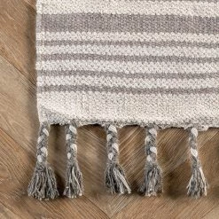 NuLOOM Rose Stripe Cotton Flatweave Tassel Area Rug New Arrivals