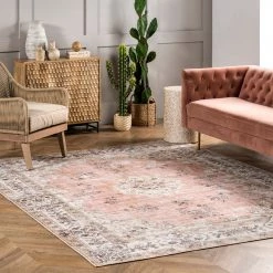 NuLOOM New Arrivals Ren Machine Washable Vintage Floral Area Rug