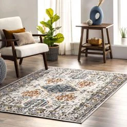 NuLOOM Samara Machine Washable Medallion Bordered Area Rug
