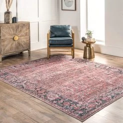 NuLOOM Katie Machine Washable Distressed Bordered Area Rug