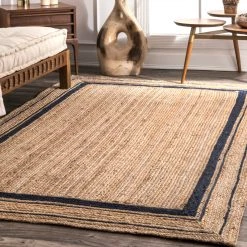 NuLOOM Braided Rikki Border Jute Area Rug