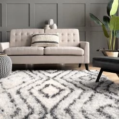 NuLOOM Bristowe Diamond Cozy Soft & Fluffy Shag Area Rug