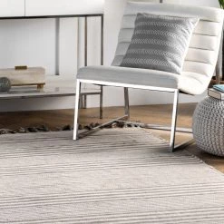 NuLOOM Rose Stripe Cotton Flatweave Tassel Area Rug New Arrivals