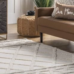 NuLOOM Kenna Wool Shaggy High-Low Geometric Trellis Area Rug New Arrivals