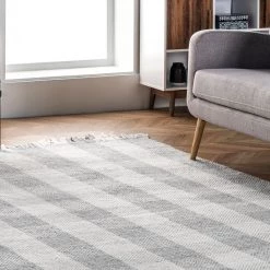 NuLOOM Ellis Hand Woven Farmhouse Plaid Fringe Area Rug New Arrivals