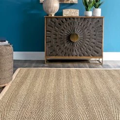 NuLOOM New Arrivals Larnaca Seagrass Herringbone Indoor/Outdoor Area Rug
