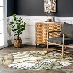 NuLOOM Elen Machine Washable Natural Leaves Area Rug New Arrivals