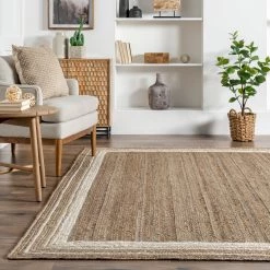NuLOOM Braided Rikki Border Jute Area Rug