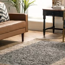 NuLOOM New Arrivals Jute Bordered Leather Area Rug