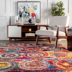 NuLOOM Kindra Circles Shaggy Area Rug Contemporary