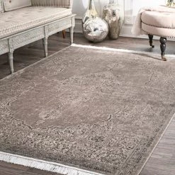 NuLOOM New Arrivals Vintage Medallion Cantrell Fringe Area Rug 30 NuLOOM New Arrivals Vintage Medallion Cantrell Fringe Area Rug