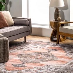NuLOOM New Arrivals Gracie Machine Washable Distressed Medallion Area Rug