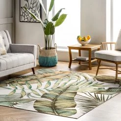 NuLOOM Elen Machine Washable Natural Leaves Area Rug New Arrivals