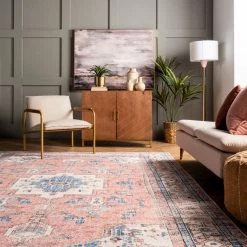 NuLOOM Dining Room Eleanor Machine Washable Distressed Medallion Area Rug