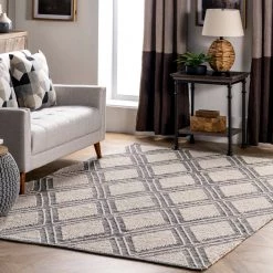NuLOOM Amada Hand Loomed Textured Diamonds Cotton Area Rug