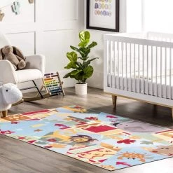 NuLOOM New Arrivals Catherine Zoo Animals Kids Washable Area Rug