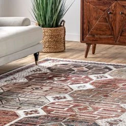 NuLOOM Evie Global Inspired Emblem Fringe Area Rug