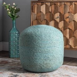 NuLOOM Bristol Braided Solid Jute Filled Ottoman Pouf New Arrivals